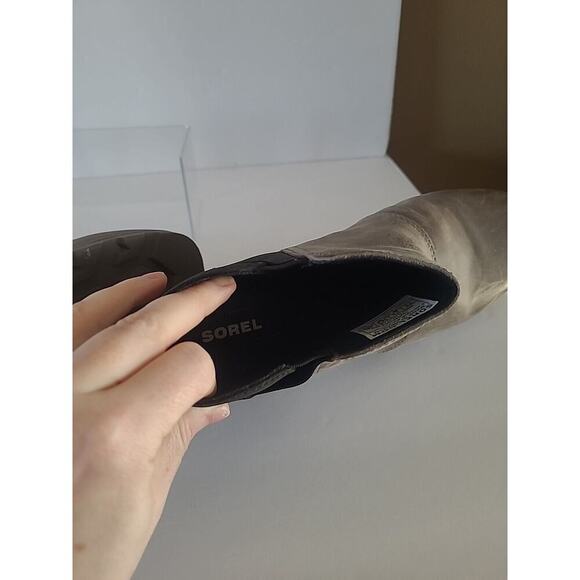 Sorel WMS SZ 7.5 Chelsea Boots Gray Black Ankle Booties SMALL FLAW Waterproof - Picture 9 of 10
